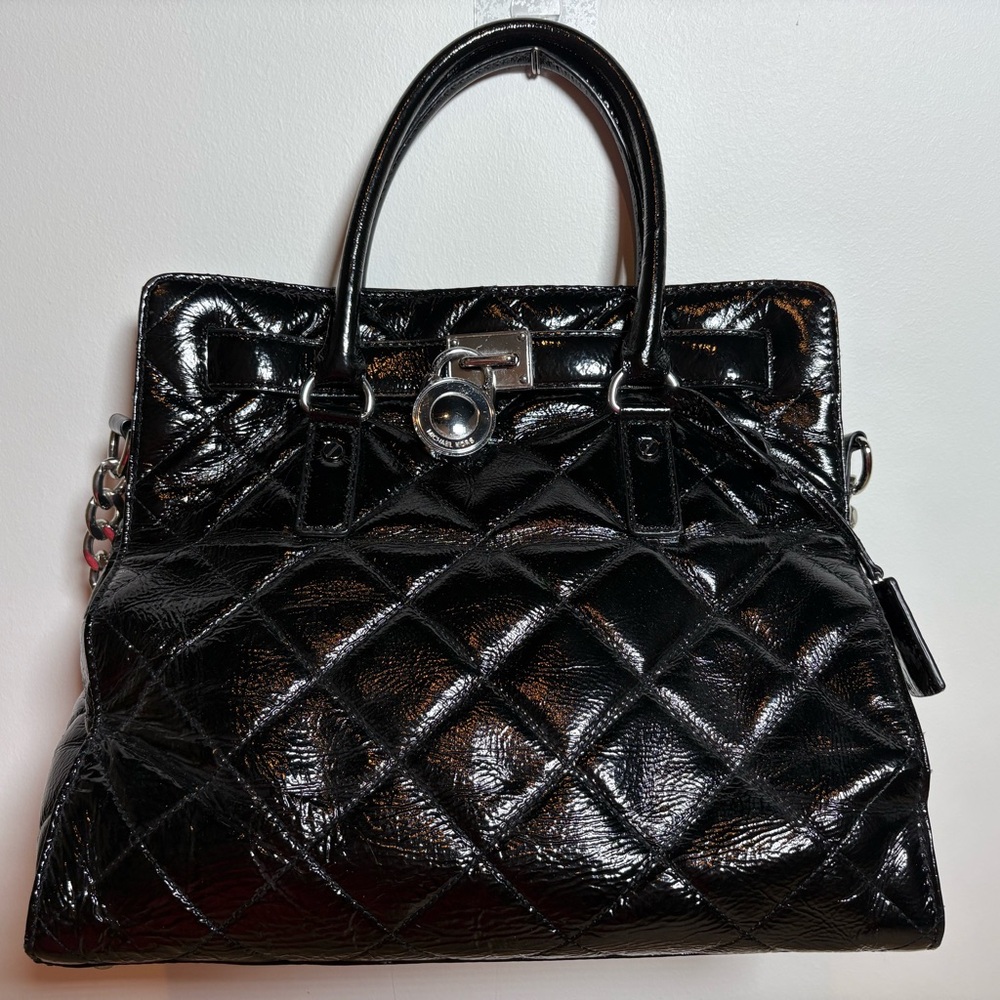 Michael Kors Hamilton Quilted Patent Leather Satchel bag